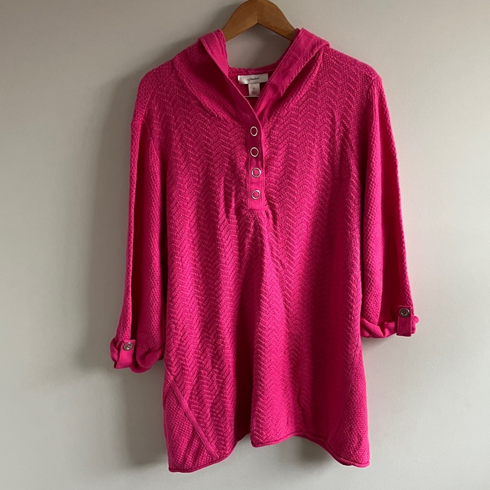 CJ Banks Fuchsia Hooded Sweatshirt tunic size 3X NWT
